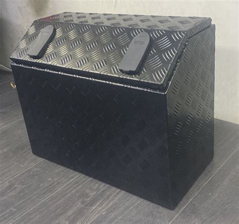 metal box for caravan|black checker plate caravan toolbox.